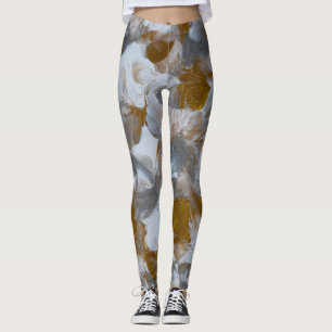 Leggings-Handmade artwork-silver and gold Leggings