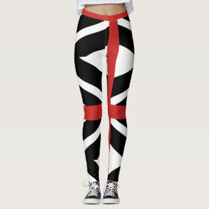 Leggings in black, white and red.