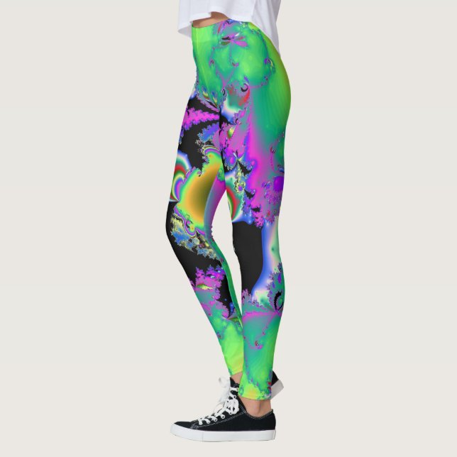 Leggings in fractal abstract style. Crazy colors (Left)