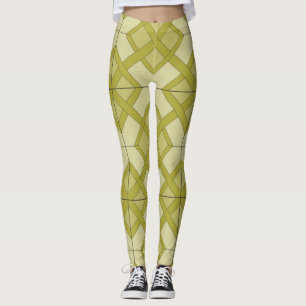 Leggings - Lattice Pattern in Yellow-Green