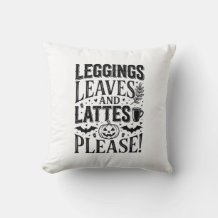 Leggings Leaves Lattes Halloween Fall Coffee Desig Cushion