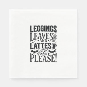 Leggings Leaves Lattes Halloween Fall Coffee Desig Napkin