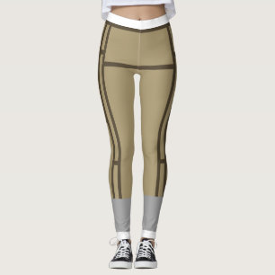 Leggings Mondrian Inspired Beige Brown 1