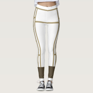 Leggings Mondrian Inspired White Beige 3