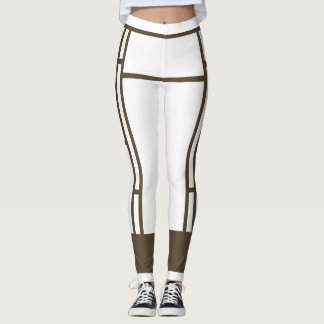 Leggings Mondrian Inspired White Brown 4