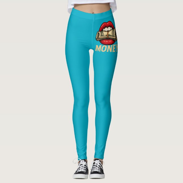 Leggings Money Lips – Bold Pop Art Statement (Front)
