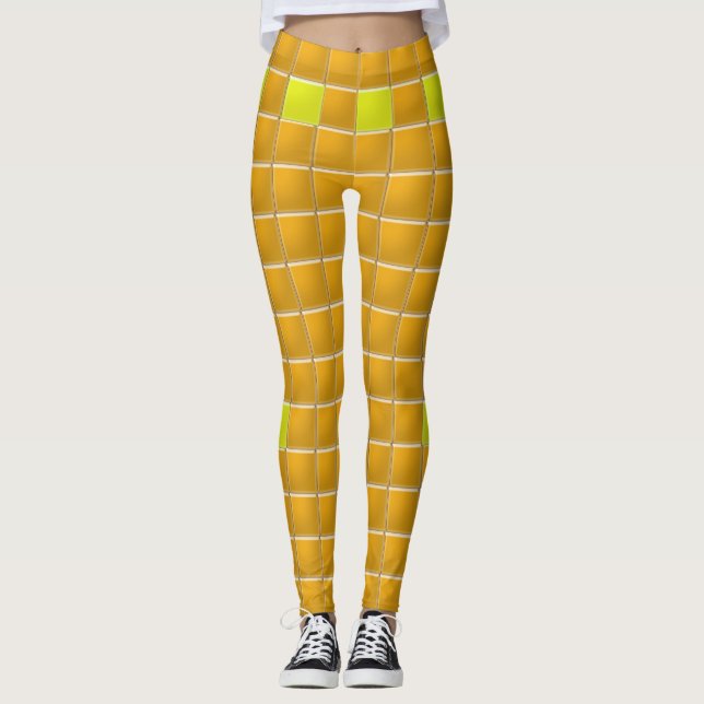 Leggings - Mosaic Orange Tiles (Front)