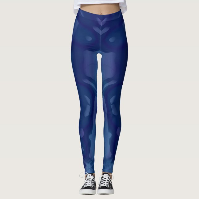 Leggings ~ mottled blues (Front)