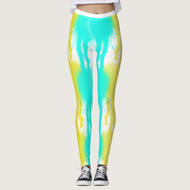 Leggings  Multi-colour Splatter Running Paint fun  (Front)