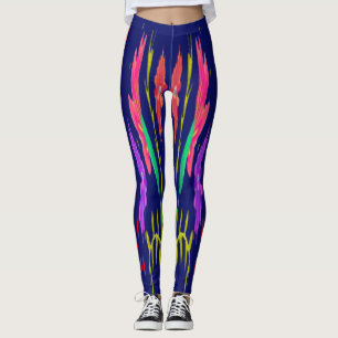Leggings navy blue with floral pattern