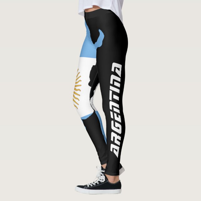 Leggings Negros con Bandera de Argentina (Left)