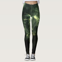 Leggings Neon Green Smoke Design set over Black