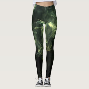 Leggings Neon Green Smoke Design set over Black