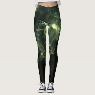 Leggings Neon Green Smoke Design set over Black
