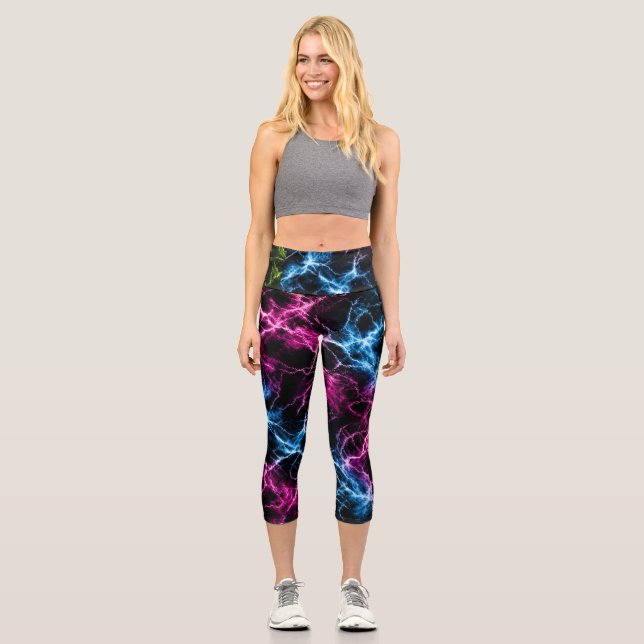 leggings Neon Lightning Marble – Electric Energy  (Front)