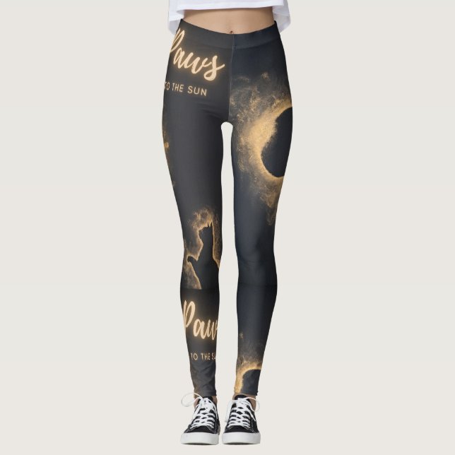 Leggings Paws to the Sun Celestial Cat Art (Front)