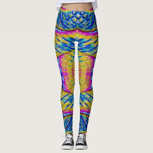 Leggings ~ pink blue yellow ~ Original (Front)