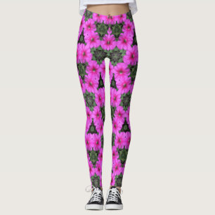 Leggings ~ Pink petunias with green ~ Original