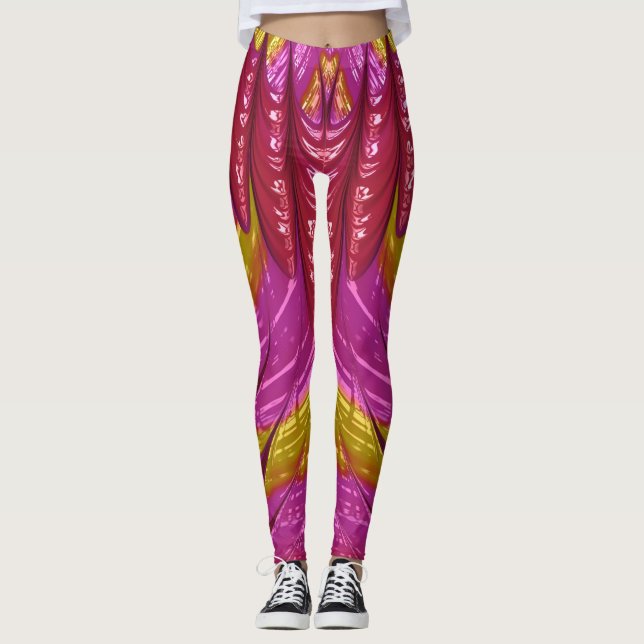 Leggings ~ pink red gold blue ~ Original (Front)
