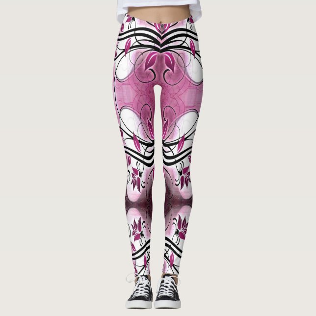 Leggings purple batik abstract motif (Front)