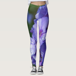 leggings purple flower with the morning dew