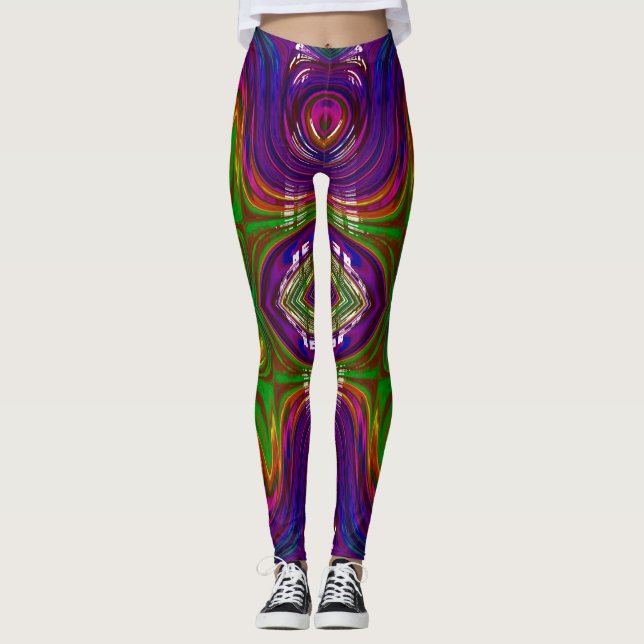 Leggings ~ purple green pink ~ Original (Front)