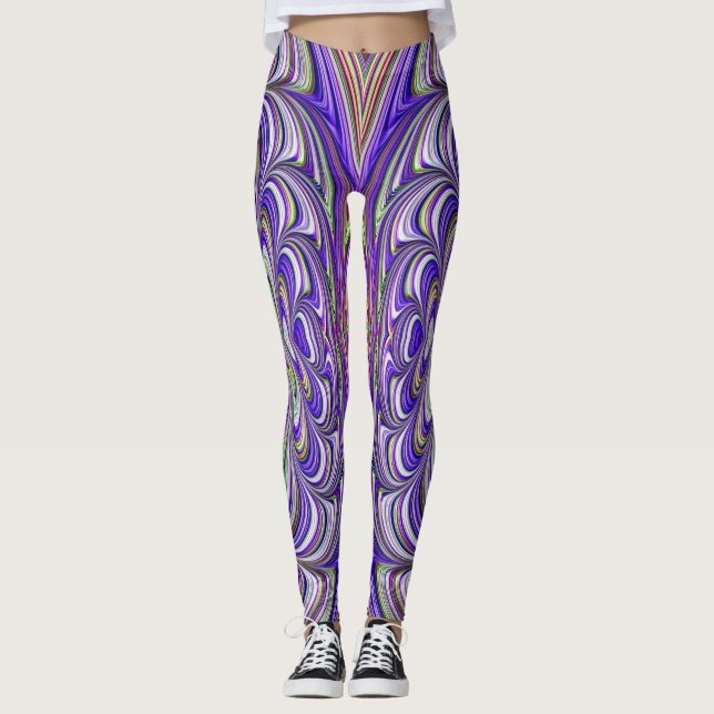 Leggings ~purple green white ~ Original (Front)