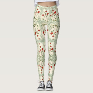 Leggings red flower and pine leaves Japanese style
