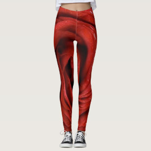 leggings Rose floral red modern black chic hipster