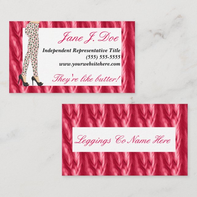 Leggings Sales, Pink Feathers Business Card (Front/Back)