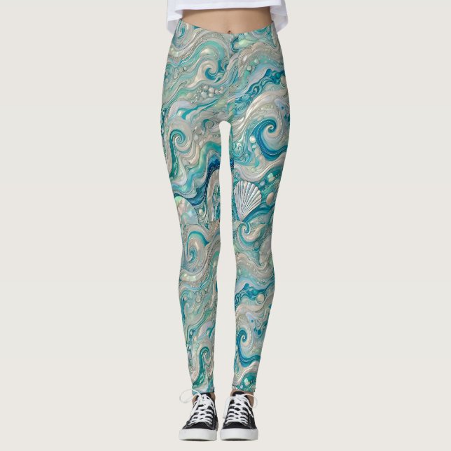 Leggings ~ Turquoise shells ~  (Front)