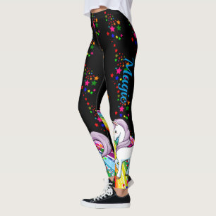 LEGGINGS Unicorn Rainbow Magic Pants Women Black