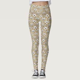 Leggings Vintage Steampunk Gold Gears and Nautical