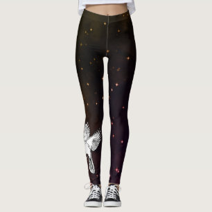 Leggings WHITE DOVE IN A NIGHT SKY