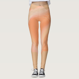 Leggings with abstract peach coloured design