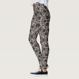 Leggings with Faux Black Lace