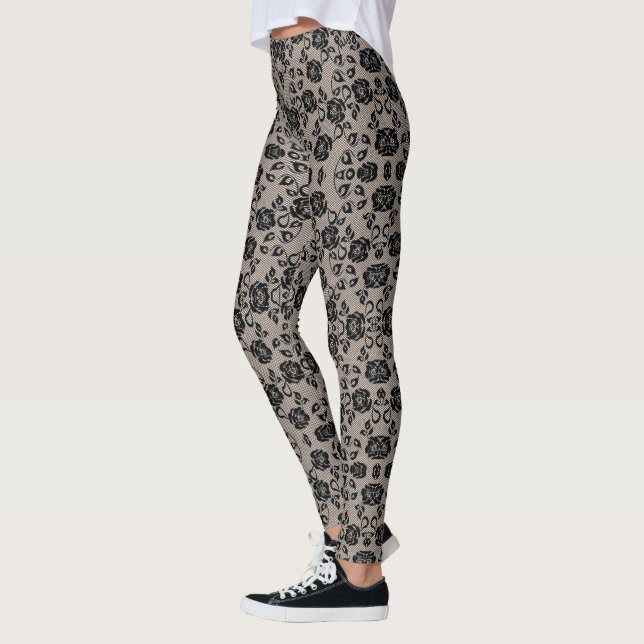 Leggings with Faux Black Lace (Left)