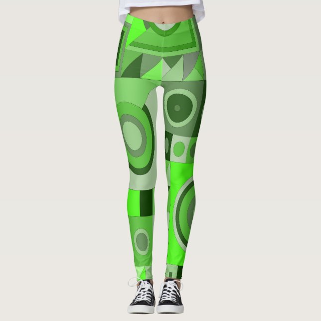 Leggings with green casual art (Front)