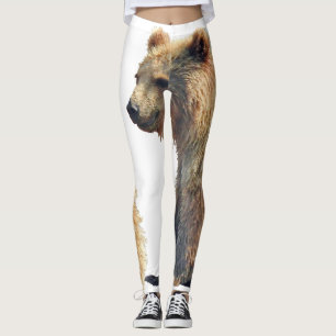 leggings with grizzly bear cub