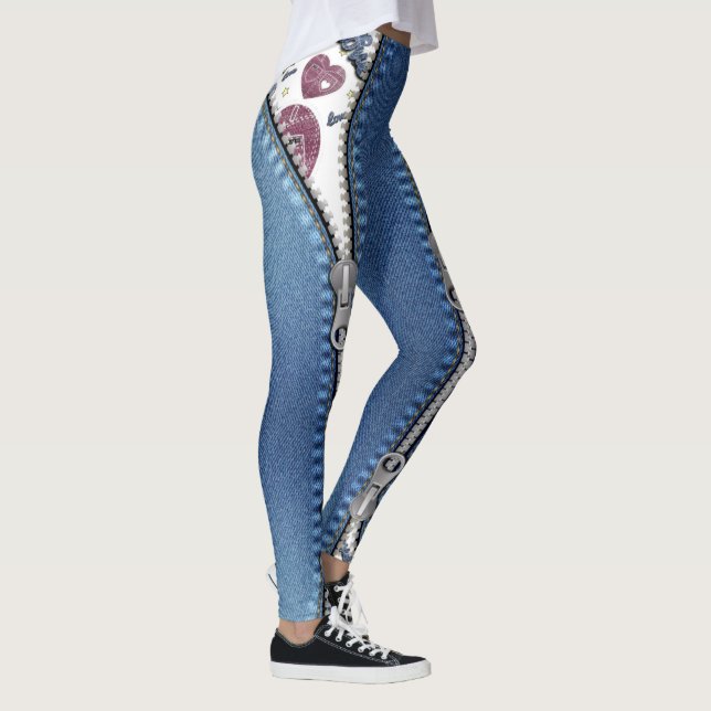 Leggings with Heart-Hearted Jeans Blue Cuts (Right)