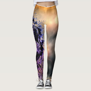 LEGGINGS WITH PAINTED TIGER AND STORM SKY