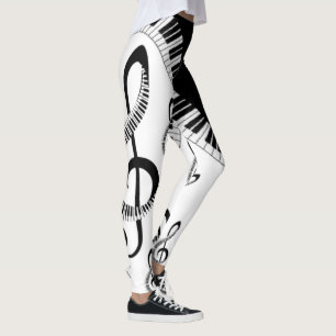 Leggings with piano and musical notes
