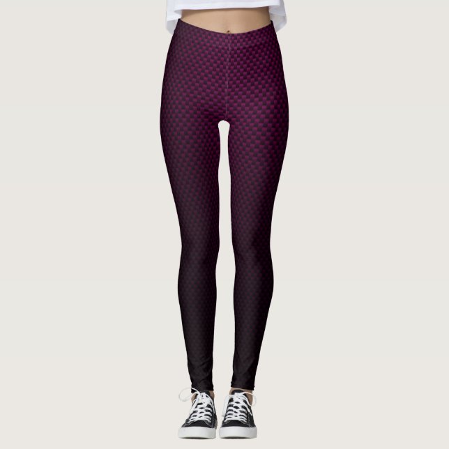 Leggings with purple black carbon fibre pattern (Front)