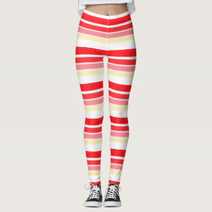 Leggings With Red And Pink Stripe Design