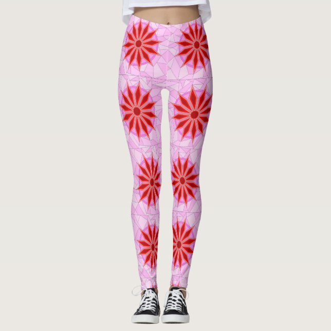 Leggings with red warm art (Front)
