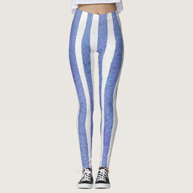 Leggings Women - Blue Stripe Pattern (Front)