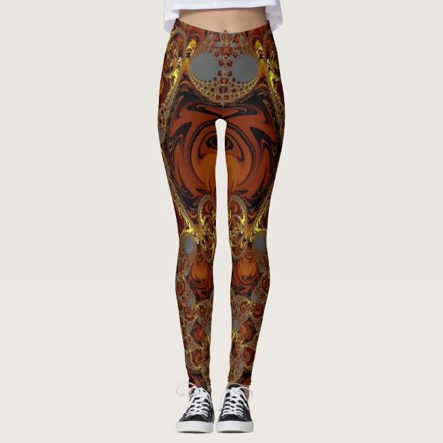 Leggings ~ Yellow, Brown and Gray (Front)