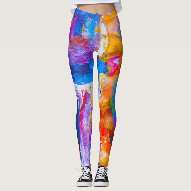 leggins abstract art in multicolor leggings (Front)