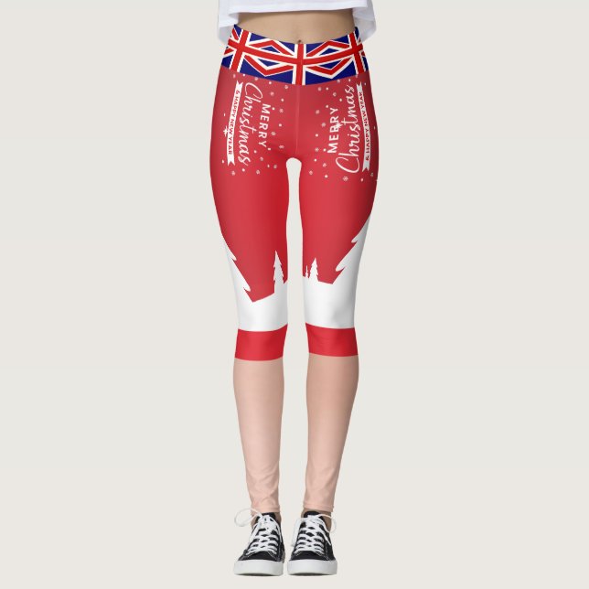 Leggins funny flag UK | Gif Christmas Leggings. Leggings (Front)