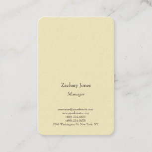 Legible trendy plain simple minimalist yellow business card
